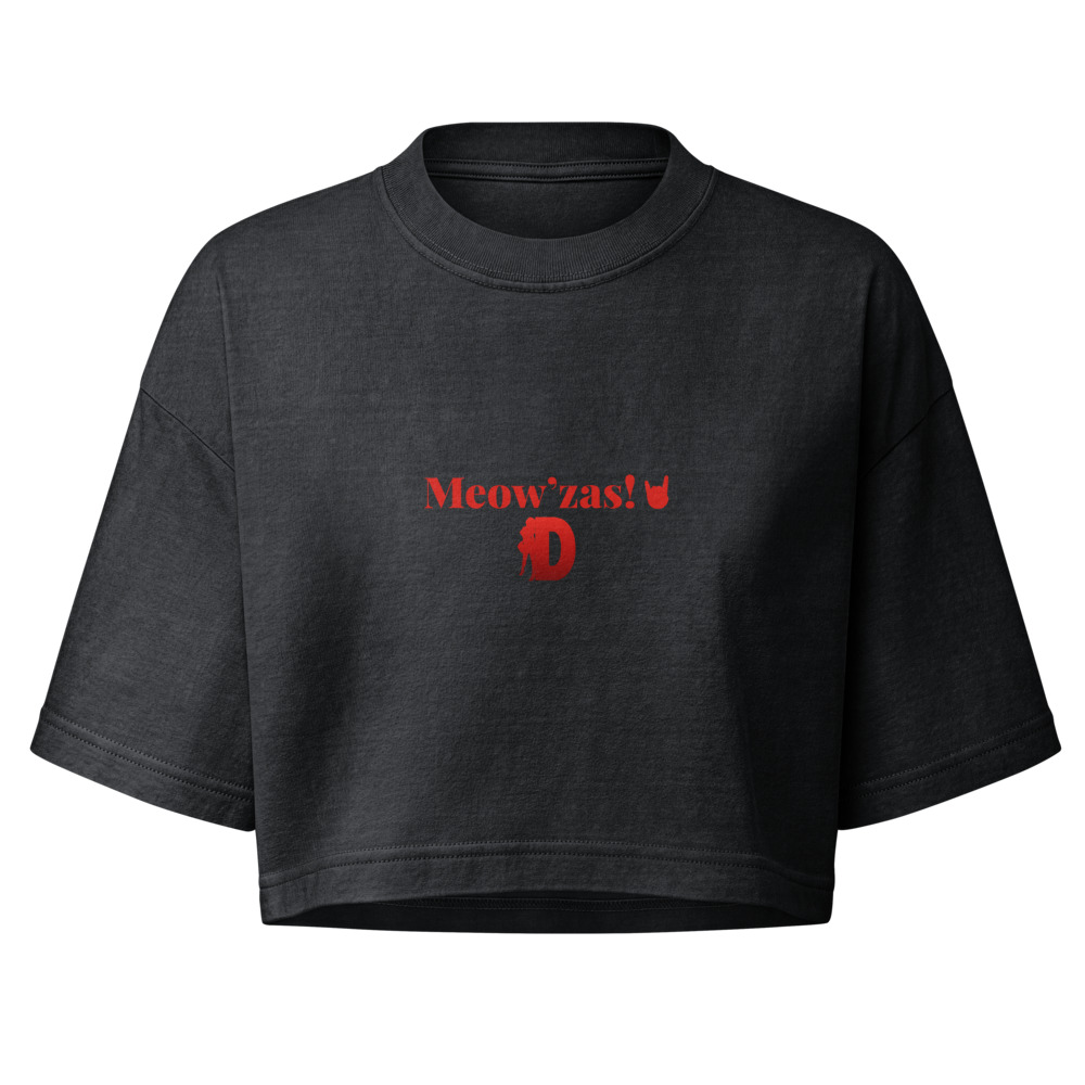 Daniland women's Meow’zas! cropped tee, Washed Black